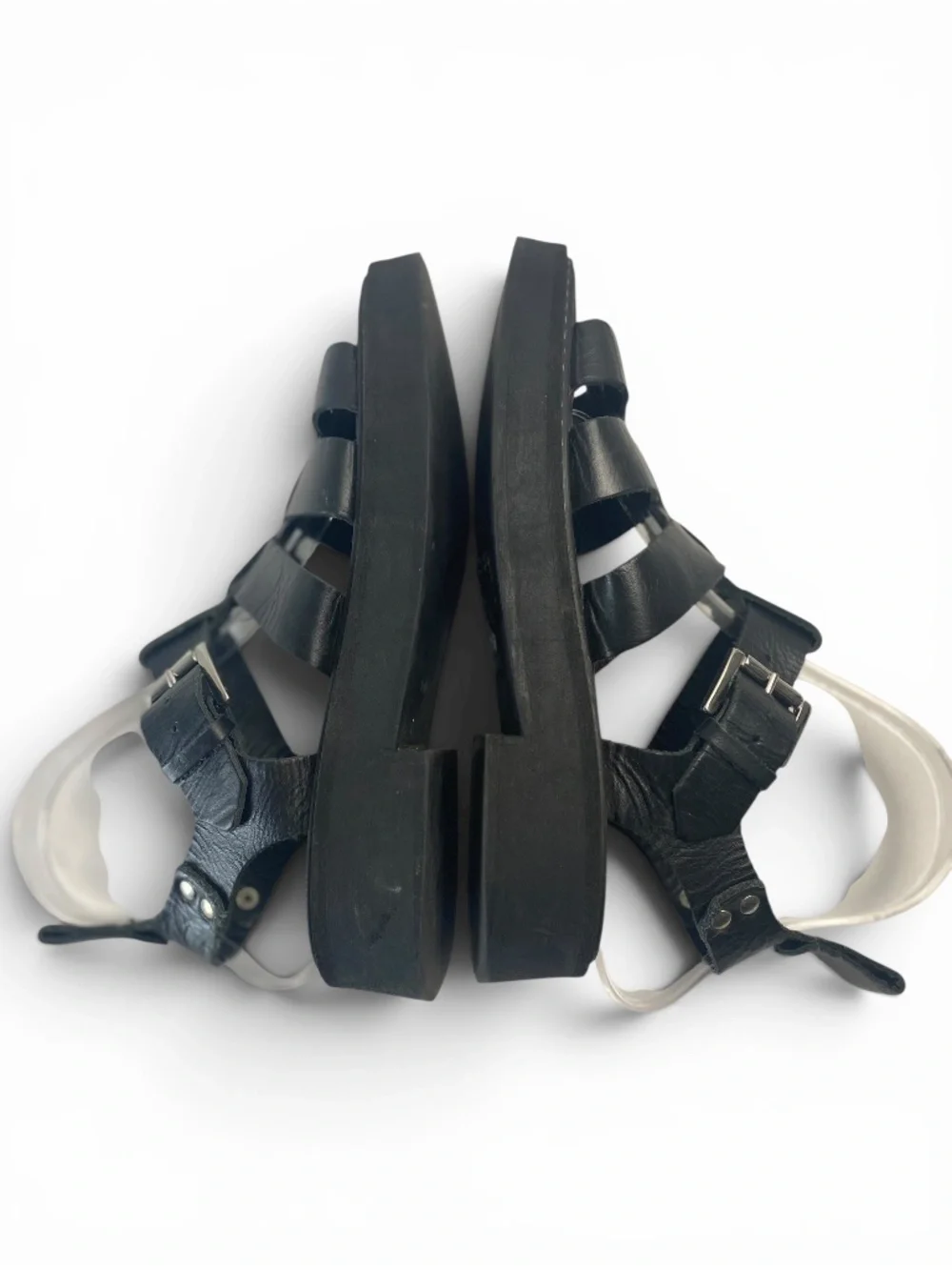 & Other Stories Chunky Leather Gladiator Sandals in Black Size 37